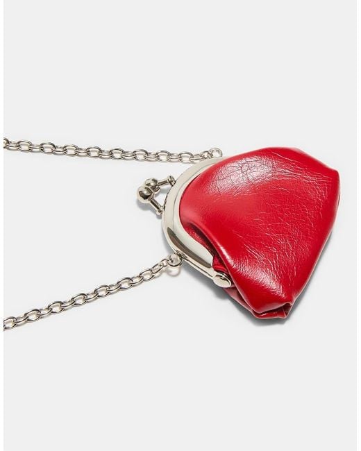 Stradivarius Blue Mini Pouch Bag Necklace