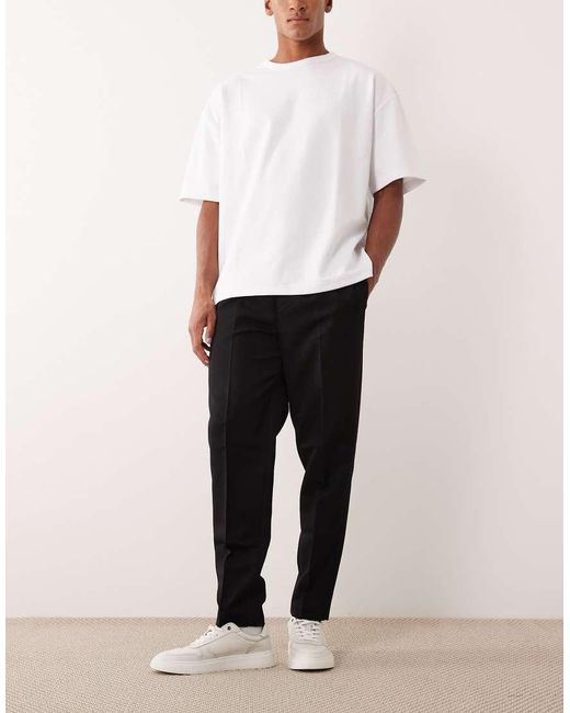 ASOS Black Tailored Pull On Tapered Trousers for men