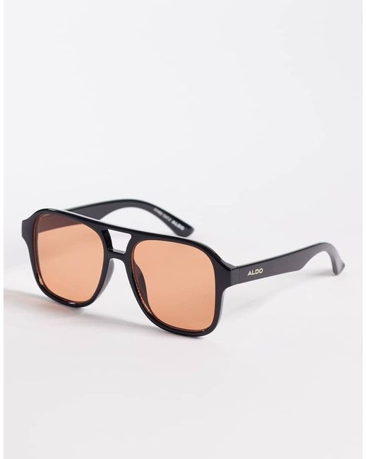 ALDO Natural Billiee Aviator Sunglasses With Red Lenses