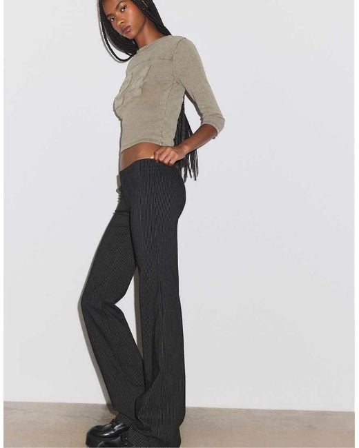 Stradivarius Gray Bengaline Bell Bottom Trousers