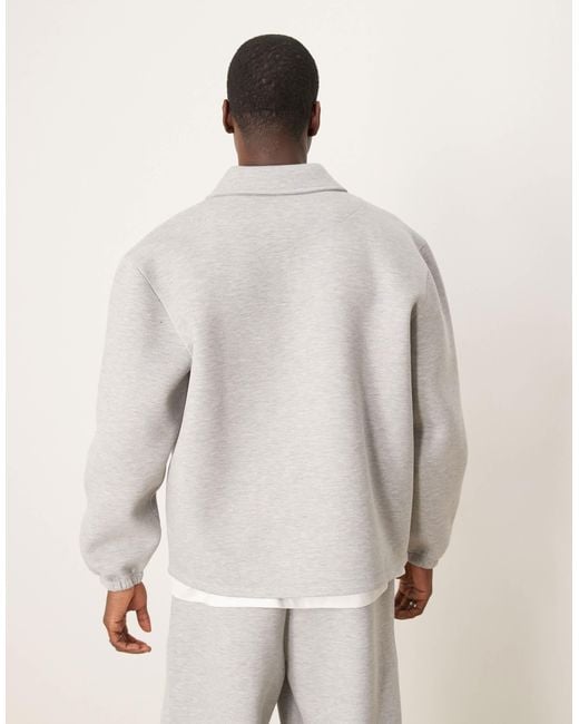 ASOS Natural Heavyweight Oversized Collar Sweatshirt With Fixed Hem for men