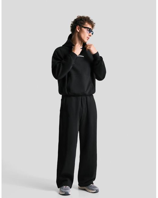 Bershka Hoodie Met Print En Rechte Pasvorm in het Black voor heren