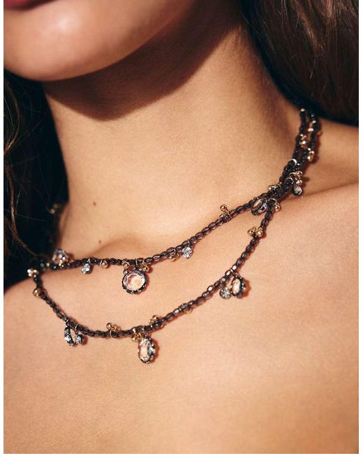 Stradivarius White Beaded Necklace