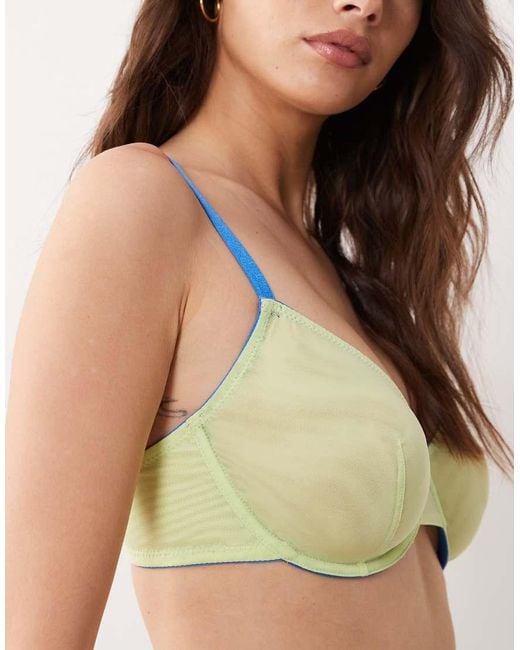 ASOS Green Fuller Bust Parker Underwire Bra With Contrast Trims