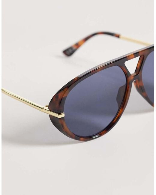 ALDO Blue Eliiana Oval Aviator Sunglasses With Tinted Lenses