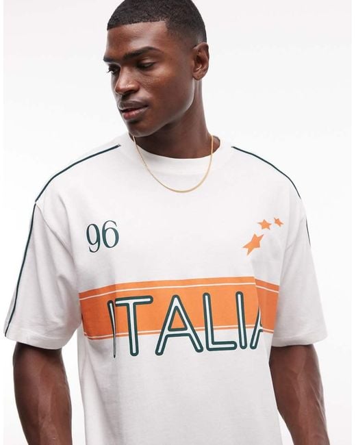 ASOS White Oversized T-Shirt With Italy Football Graphic for men