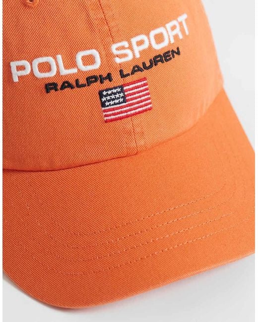 Polo Ralph Lauren Orange Sports Flag Logo Baseball Cap for men