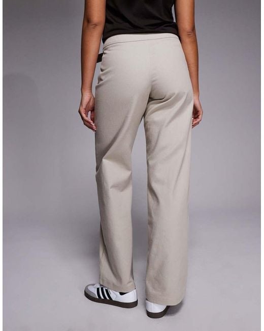 The Frolic Natural Exclusive Cotton Denim Metal Belt Detailing Wide Leg Trouser