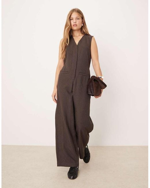 ASOS Jumpsuit Met V-Hals in het Natural