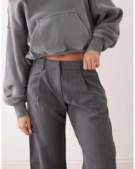 Monki Gray Barrel Leg Tailored Trouser