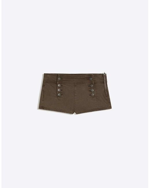 Bershka Gray Mini Button Shorts