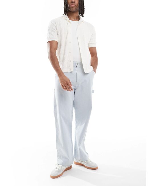 Jack & Jones White Carpenter Trousers With Stripe for men