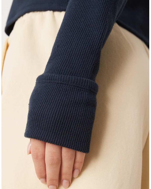 Hollister Blue Gilly Hicks Long Sleeve Waffle Top