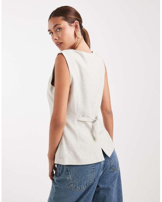 Gilet Sartoriale Taglio Lungo Panna Mélange di Vero Moda in White