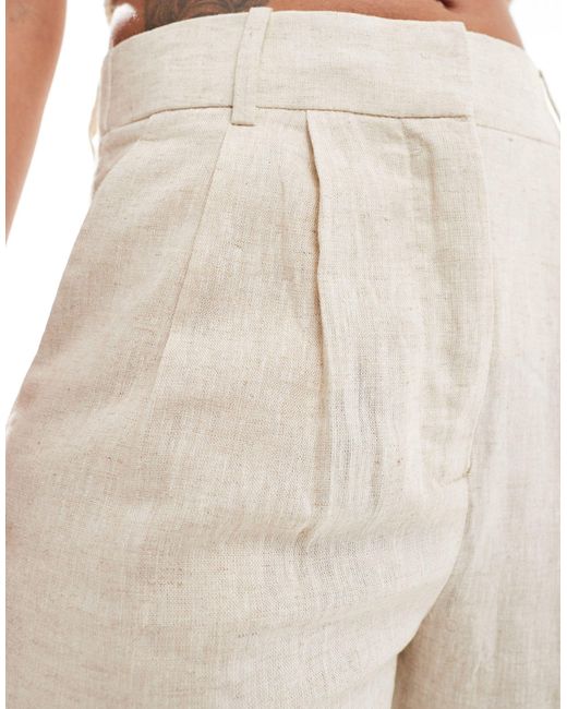 Abercrombie & Fitch Natural Sloane Linen Blend High Waisted Trouser