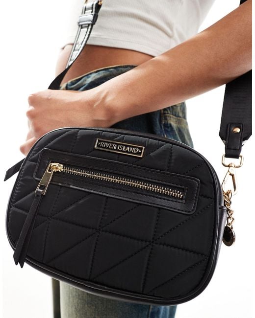 River Island White Quilted Camera Cross Body Bag