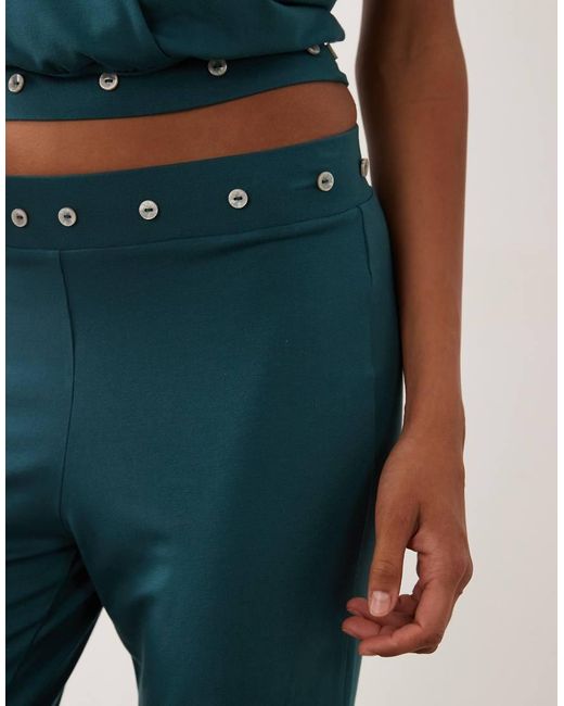 ASOS Blue Modal Stud Detail Flare Trouser Co-ord