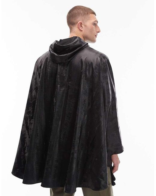 Rains Black Waterproof Longline Cape Style Jacket for men