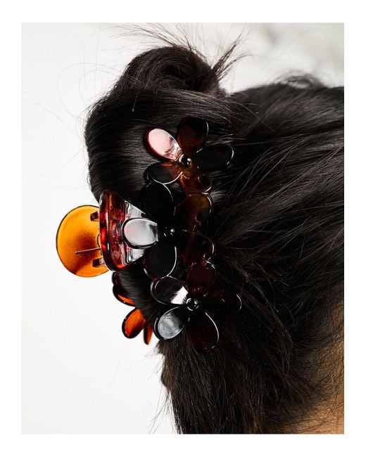 Glamorous Black Oversized Flower Hair Claw Clip