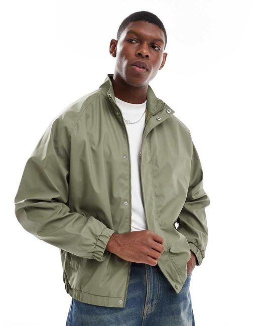 ASOS Green Oversized Rubberised Windbreaker Khaki for men