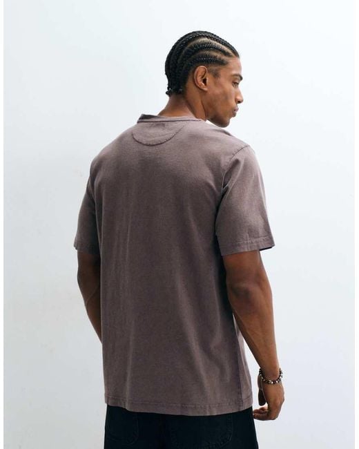 Farah Brown Stacy Short Sleeve Garment Dye Pocket Logo T-Shirt for men