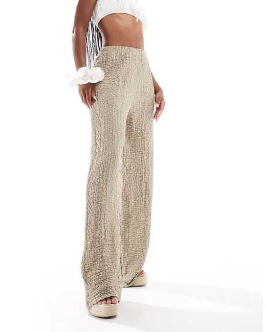 ONLY Natural Textured Wide Leg Trousers