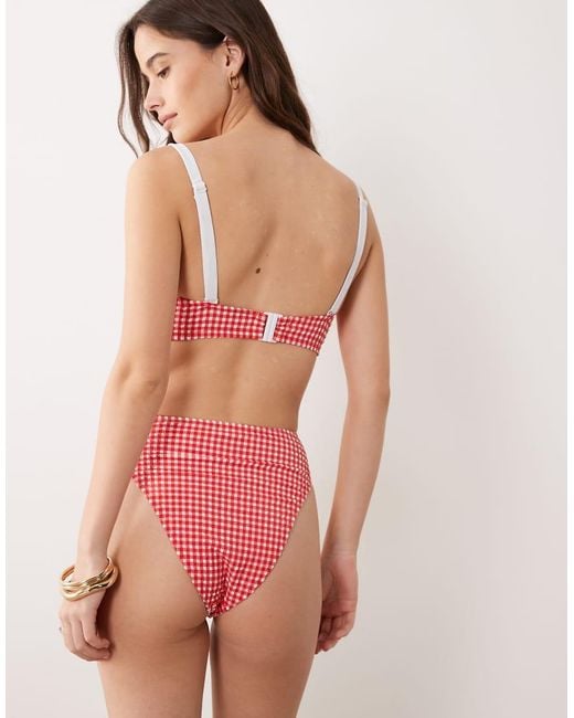 Peek & Beau Red Underwire Bikini Top With Bow Detail