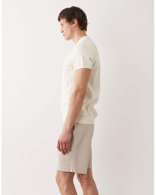 ASOS Natural Tailored Cotton Rich Regular Chino Shorts for men
