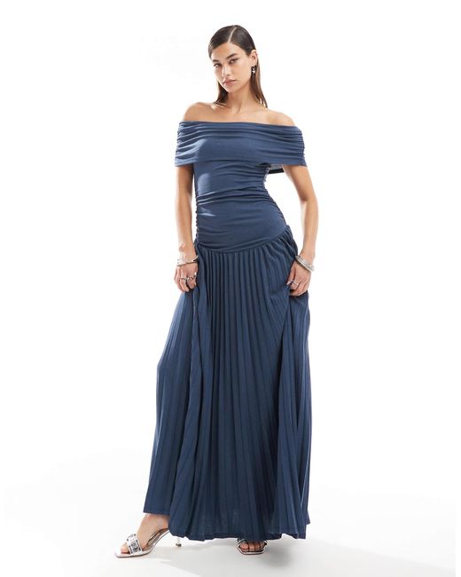 Ruched bardot knitted dress new arrivals