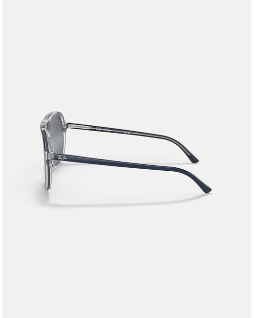 Ray-Ban Blue Bill Square Polarised Sunglasses With Transparent Mirrored Lens