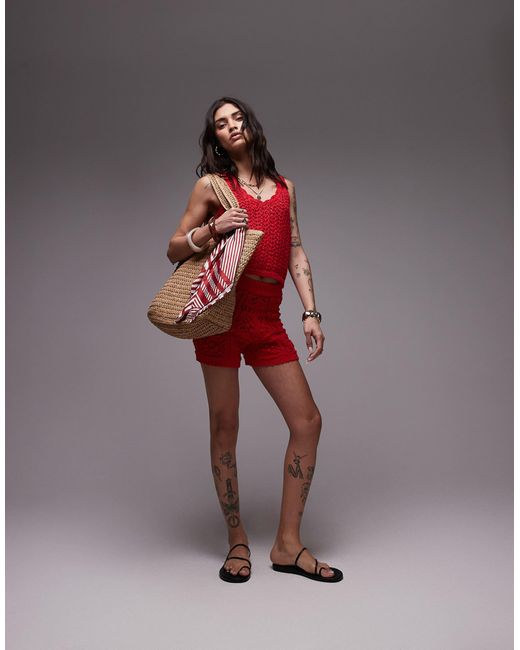 TOPSHOP Red – strukturiert gestricktes tanktop