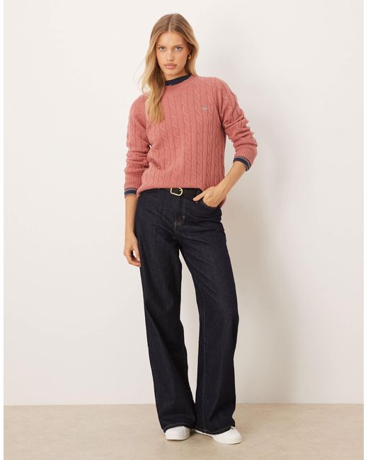 Pull en maille torsadée Gant en coloris Red