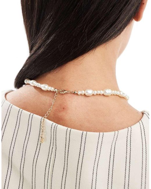 ASOS White Necklace With Faux Freshwater Pearl Bow Design