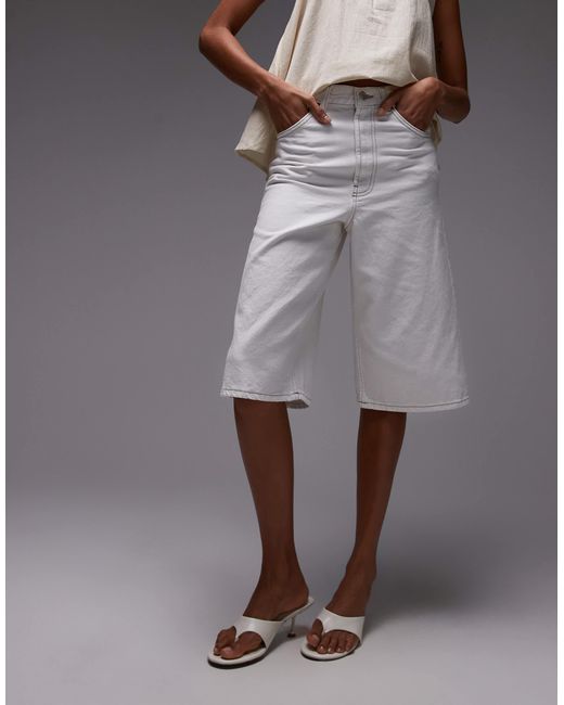 TOPSHOP Gray Denim Board Shorts