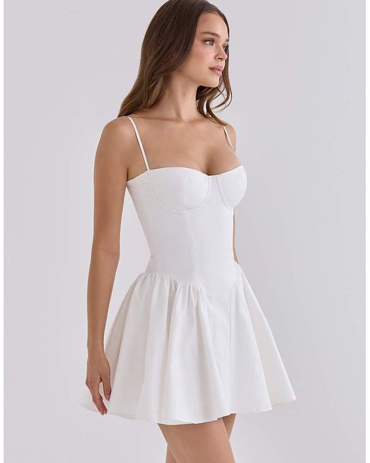 House Of Cb White Samaria Cotton Corset Mini Dress