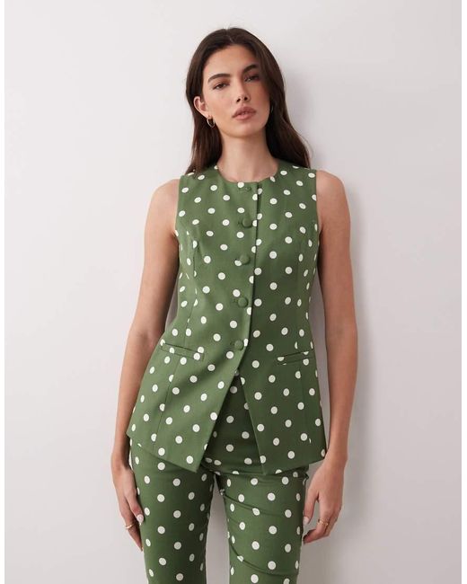 Nobody's Child Green Longline Button Down Waistcoat Co-ord