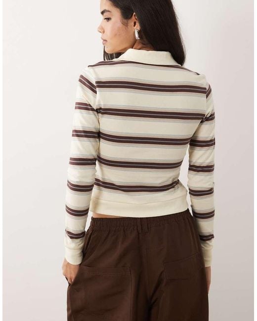 Lioness Brown Bada Bing Cotton Button Up Collar Detail Top
