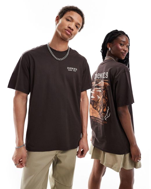 Dickies Brown Eagle Point Short Sleeve Back Print T-shirt