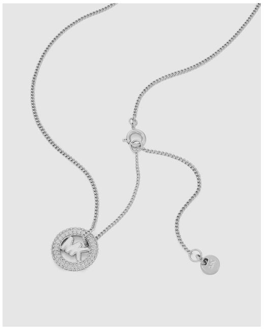 Michael Kors White Pavé Logo Pendant Necklace, Mkj8546040