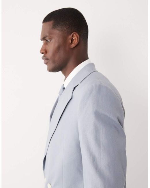 ASOS Blue Slouchy Double Breasted Suit Jacket for men