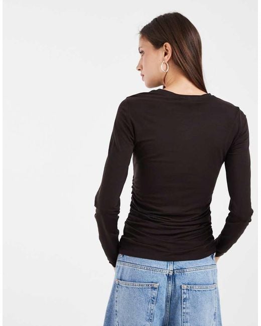 Vero Moda Black Ruched Long Sleeve Top