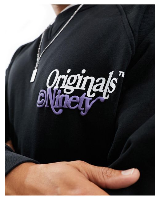 Jack & Jones Black Oversize Sweat With Originals Logo for men