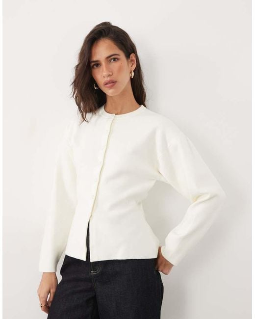 ASOS Natural Structured Cardigan With Faux Leather Buttons