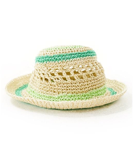 South Beach White Straw Bucket Hat
