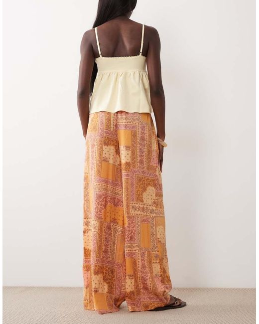 Wednesday's Girl Brown Wednesdays Girl Tie Detail Wide Leg Trouser