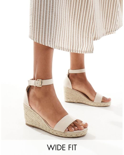 Truffle Collection Natural Wide Fit Jute Wedge Heeled Espadrille