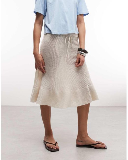 Reclaimed Vintage White Knitted Mid Skirt