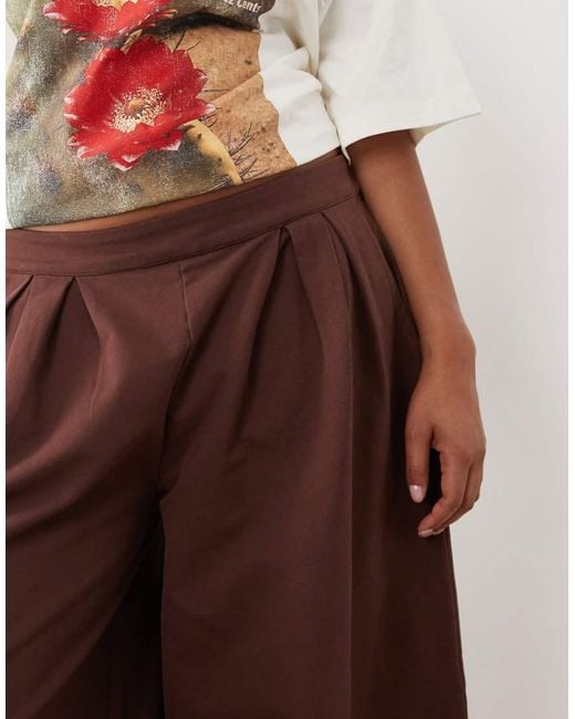 ASOS Brown Asos Design Curve Cotton Twill Wide Leg Trouser