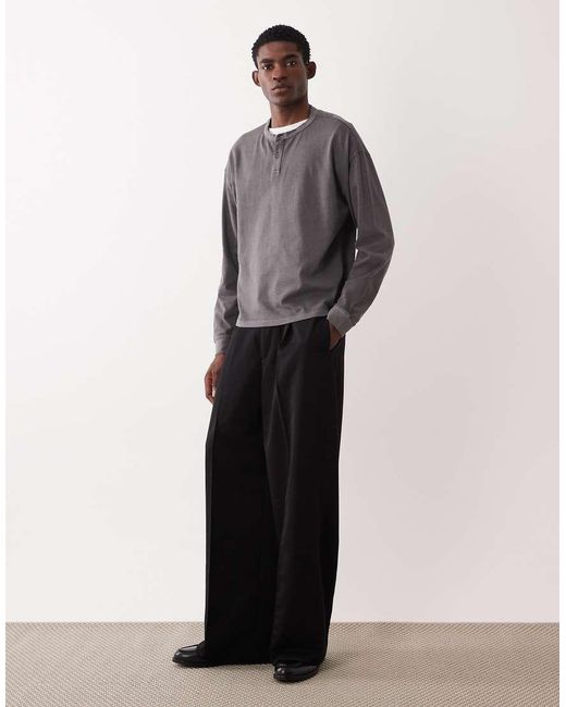 ASOS Oversized Recht T-Shirt Met Lange Mouwen Van Zware Stof in het Gray voor heren