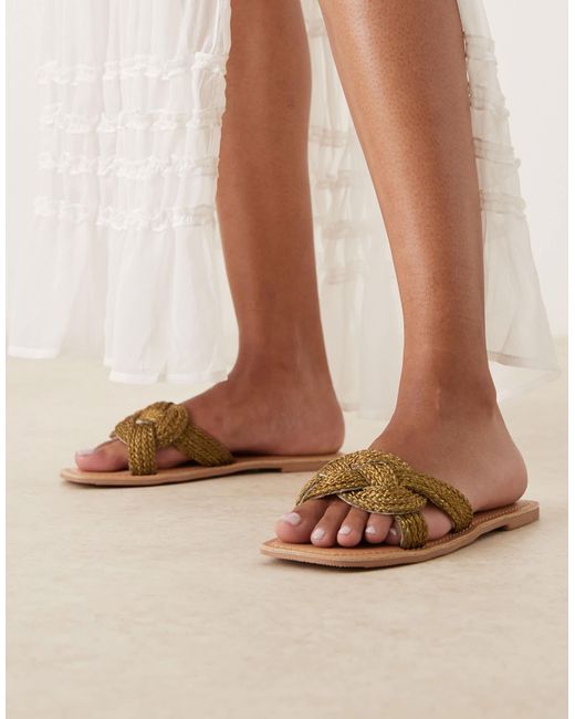 ASOS Brown Flora Woven Mule Sandal